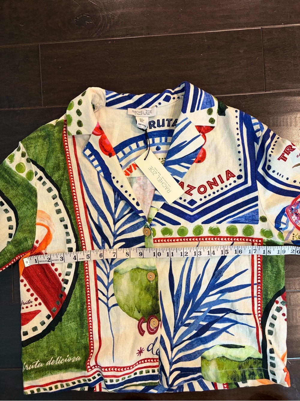 Rachel Zoe Tropical Print Button-Front Shirt in Multicolor - Picture 4 of 6